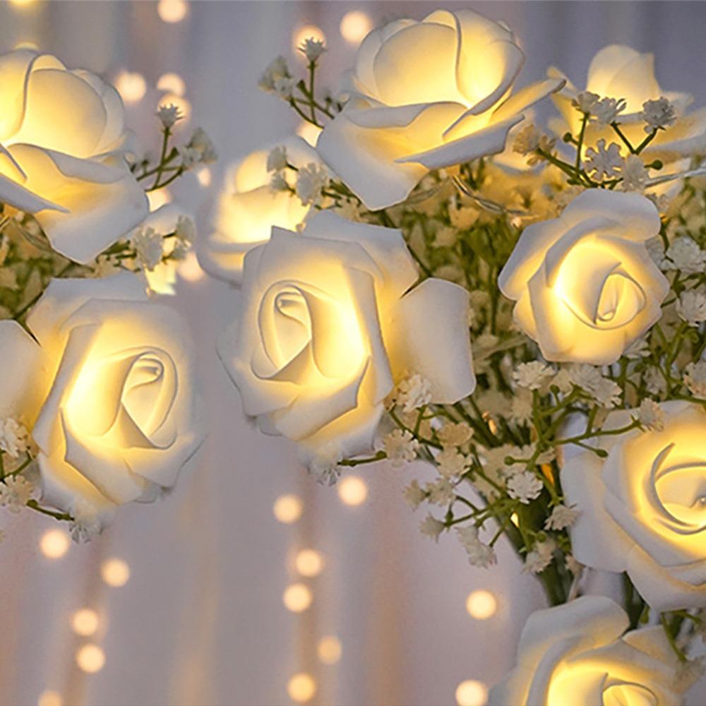 Romantic LED Rose String Lights 1.5/3 M Flower Garland Rose Flower Lights 10/20 LED Warm White Fairy Lights Bedroom Decor