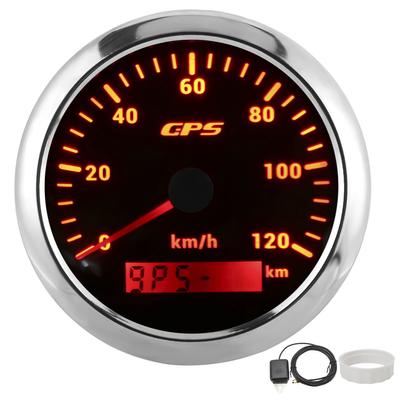 Velocímetro GPS Marino Automático de 85 mm 120 KM H Odómetro de Velocidad con Retroiluminación de 7 Colores para Coche Barco RV Yates Negro