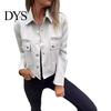 Women Jacket Autumn Spring Coat Flap Pocket Zipper Decor Turn-down Collar Long Sleeves Outerwear Single-breasted Buttons Cargo Style Daily Wear