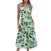 Women's Casual Fashion Floral Print Round Neck Sleeveless Midi Dress