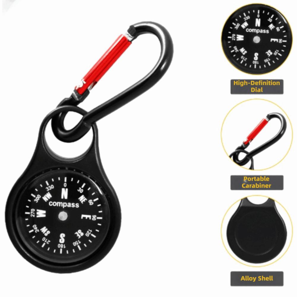 Spring Loaded Carabiner Clip Built-in Compass Key Carabiner Portable Climbing Hook Daily