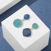 Asymmetrical Enamel Dangle Earrings for Women Korean Blue Round Pendants Geometric Drop Earrings boucle oreille femme
