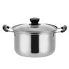 Double Ear Stainless Steel Kitchen Cookware Steamers Saucepan Glass Cover Stock Pot Soup Pan Household Cooking Pot