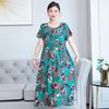 Plus Size Floral Cotton-Silk Dress for Women - Summer Fashion, Elegant Long Swing Dress
