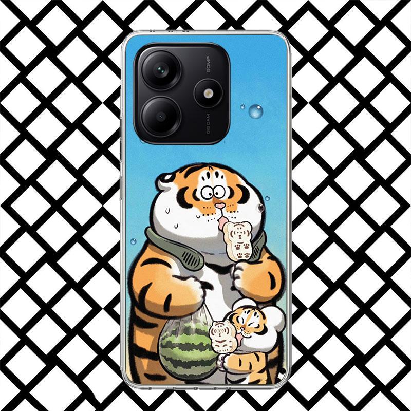 Cartoon Fat Tiger Phone Case for Xiaomi Redmi Note 15 14 14S 13 12 12S 11 Pro Plus 11E 11T 11S 10S 5G Soft Cover Fundas Redmi No