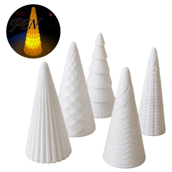 Reusable Holiday Accents 5Pcs Illuminated Christmas Tree With/No LED Lights, Nordic Style Luminous Modern Minimalist Home Ornaments Tabletop
