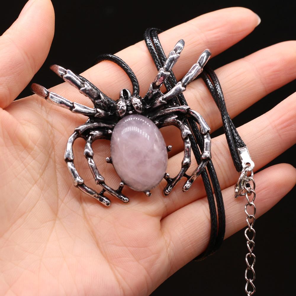 Natural Shell Alloy Necklace Spider-Shaped Brooch Pendant Charms For Elegant Women Love Romantic Gift