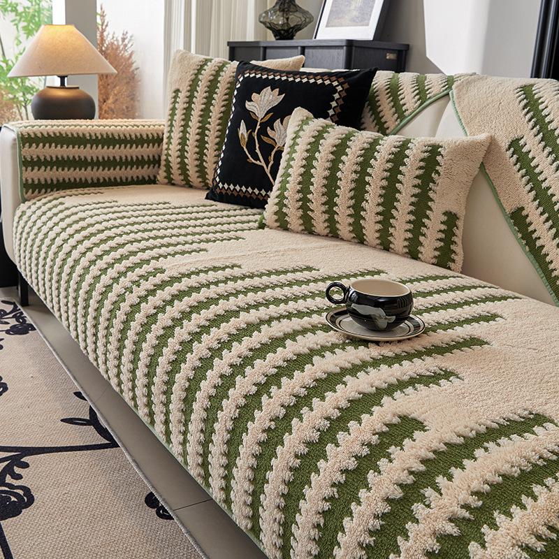 Light Luxury High-Grade Leather Sofa Cushion Autumn and Winter Plush Straight Row Seat Cushion All-Inclusive Universal Sofa Cover Winter Cover Towel