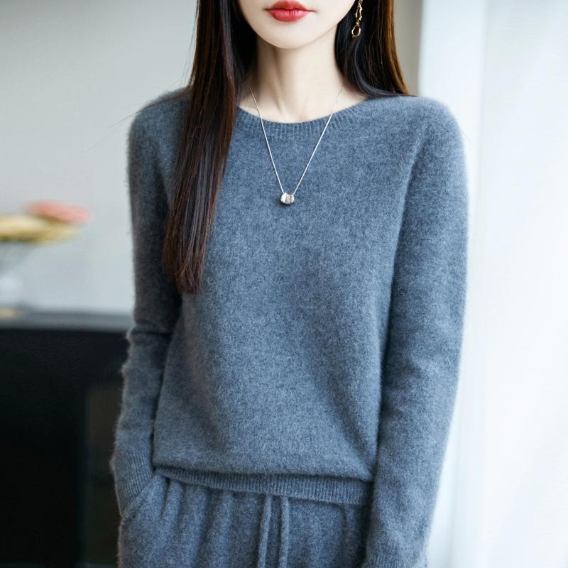 Women's Cashmere Sweater Qinghe Cashmere 30% Cashmere 70% Wool Autumn and Winter Pullover Warm and Fashionable