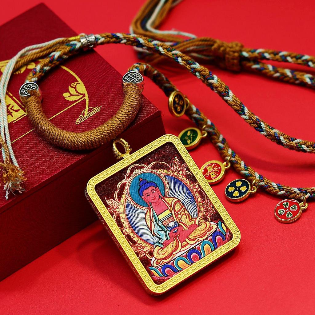Hand-Painted Tibetan Zodiac Buddha Talisman Pendant Necklace