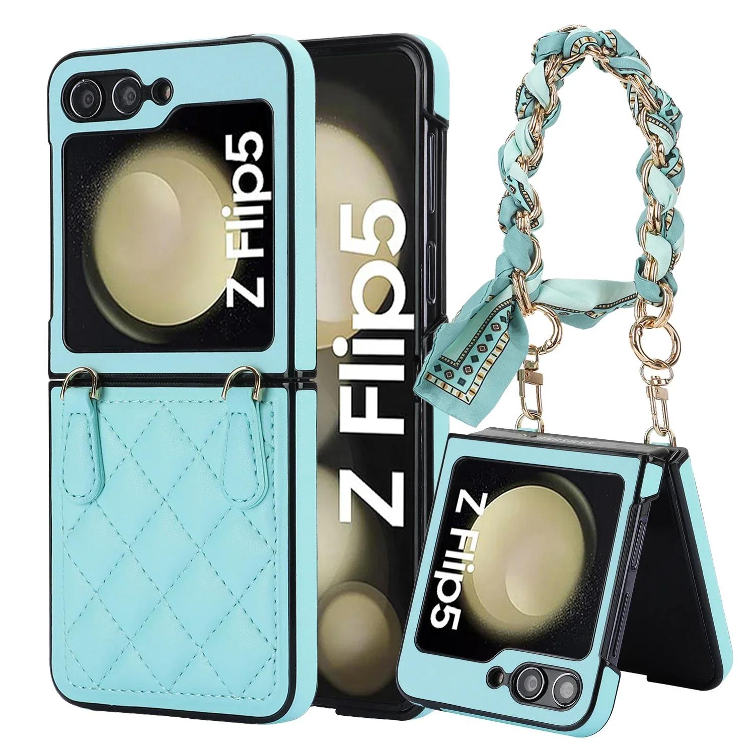 

Кожаный чехол для Samsung Galaxy Z Flip 3 4 5 5G Flip5 Flip4 шарф-ремешок для переноски защитный ремешок модный чехол ZFlip5 For Samsung Z Flip 4