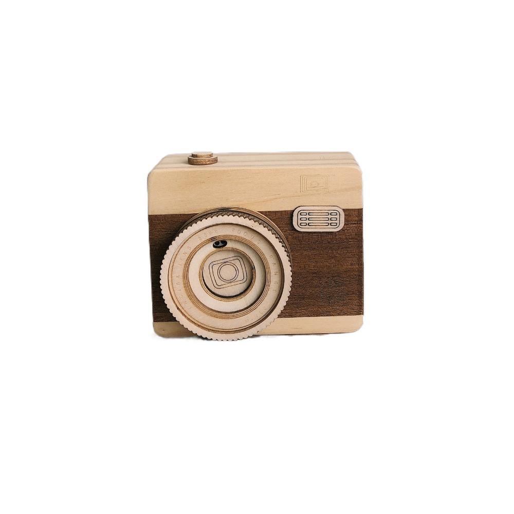 

Wooden Music Box Retro Hand-Cranked Music Box Party Accessories Pen Holder Desktop Style 2