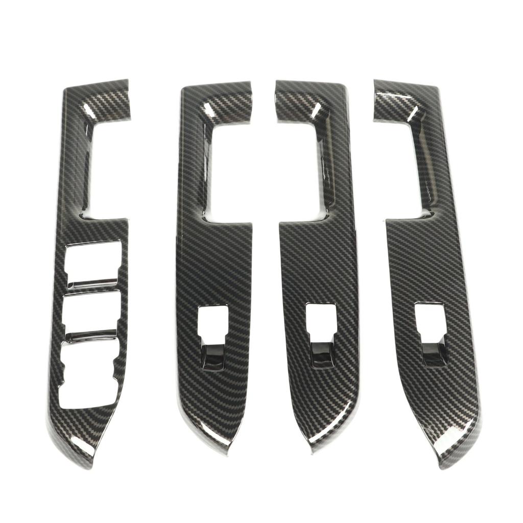 4 Pcs Door Window Control Panel Cover Carbon Fiber Style Glass Lift Button Decoration Sticker for Bronco Sport CX430 4