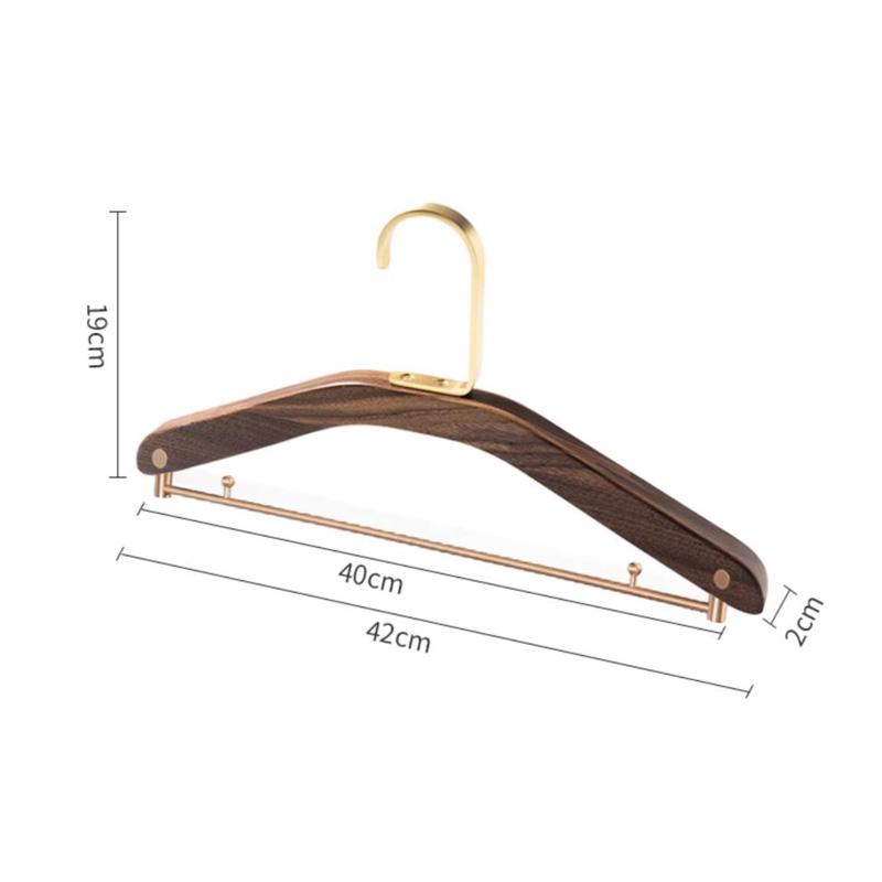 1pc Wooden Hanger Wardrobe Storage Hangers Laundry Organizer Natural Wood Coat Hanger with Brass Hook Durable Clothes Racks
