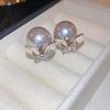 Elegant French Retro Floral Pearl Earrings - Geometric, Versatile, High-End Design for Women