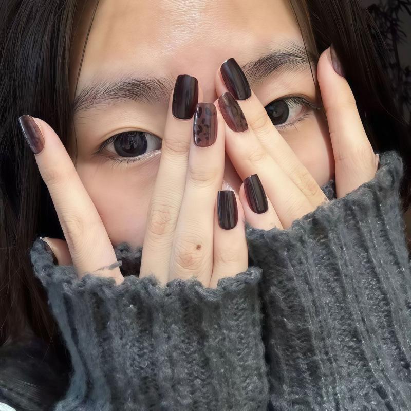 Цветные накладные ногти с леопардовым принтом миндальной формы - Высококачественное покрытие, Многоразовый маникюрный набор S (Suitable for 70% of People)