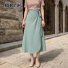 Sommer Elegante Fleck Rock Frauen A-linie Seite Split Hohe Taille Modische Regenschirm Strand Weibliche Lange Röcke