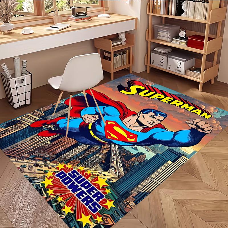 Superman Print Rug, Washable Floor Carpet, For Entryway Dorm Laundry Room Office Study, Home Decor Birthday Christmas Gift