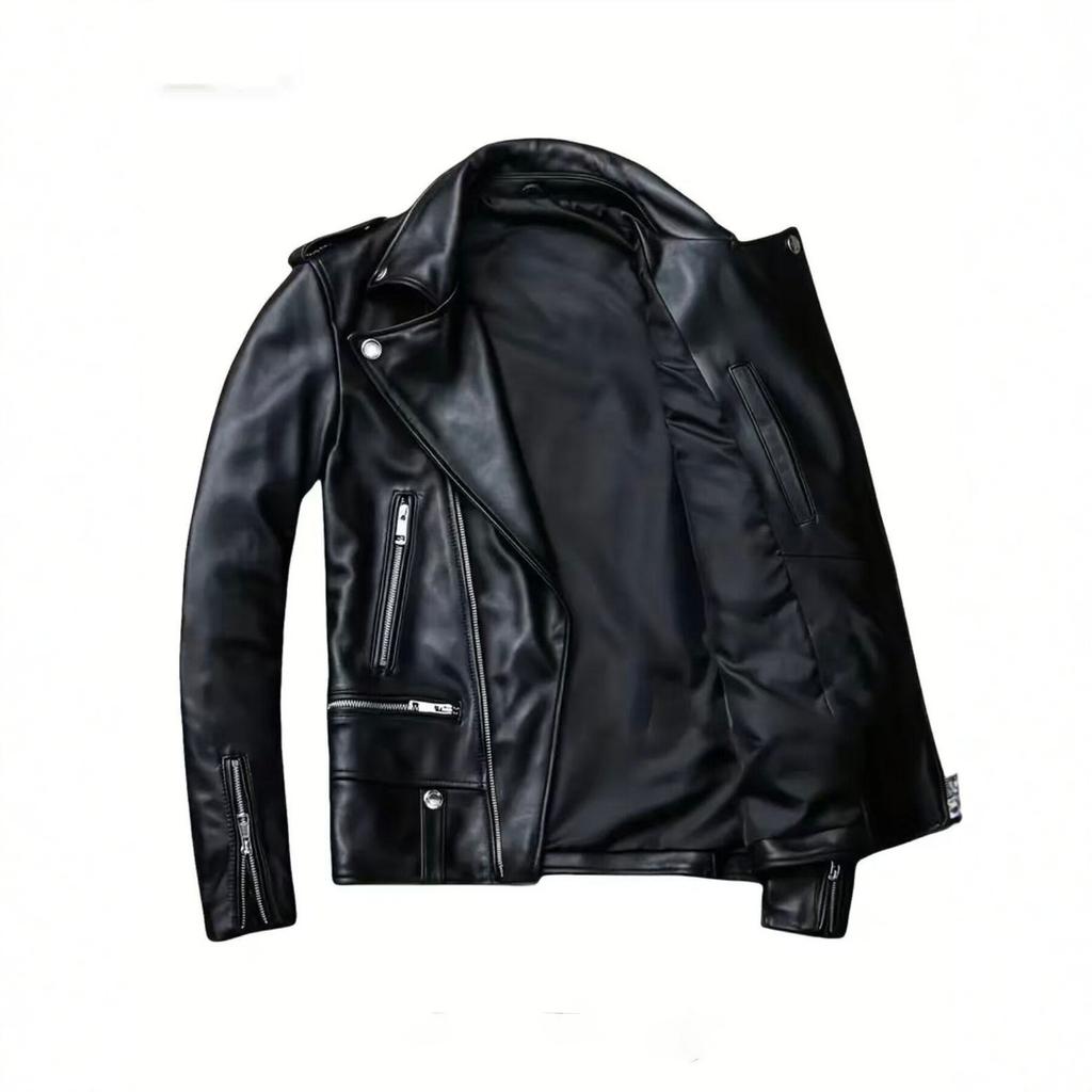 New Men's PU Locomotive Leather Jacket Slim-fit Short Trend Jacket Spring and Autumn Lapel Leather Jacket