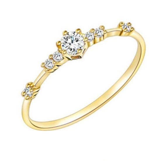 Women Seven Rhinestones Inlaid Wedding Engagement Ring Gift Thin Band