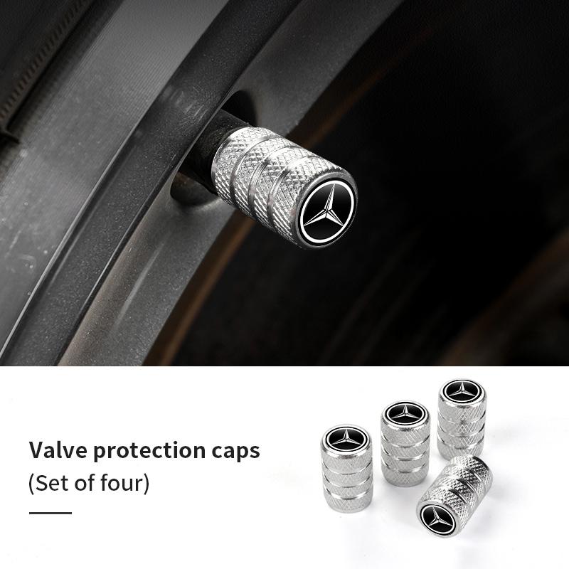 GLC GLB 4Pcs Metal Car Tire Valve Stems Cap Dustproof Cover Accessories For Benz AMG A C E S G Class W201 W210 W108 W204 W205 W