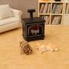 Creative Mini LED Light-Up Fireplace with Cute Bone Puppy Dollhouse Decoration