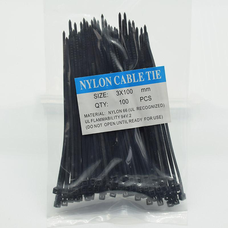 100 ks nylonových kabelových samosvorných plastových stahovacích pásek 3*100/3*150/4*200 MRO a průmyslové potřeby Spojovací materiál a hardware Kabely