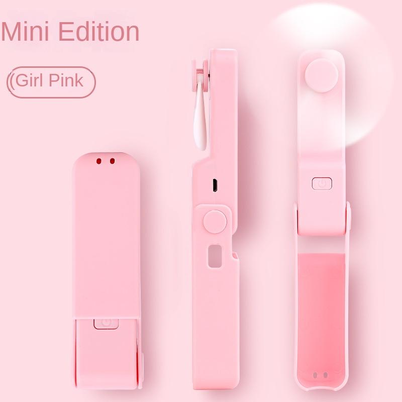 

1pc Mini Portable Fold Fan Originality Charging Household Electrical Appliances Desktop Electric Hold Small Air Cooler рожевий