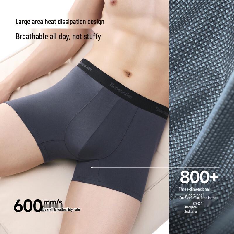 beneunder Men's 50S Combed Cotton Antibacterial Boxer Briefs 3-Pack