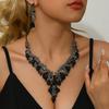 2PS Exaggerated Water Drop Alloy Women's Necklace Earrings Two Piece Set Bridal Wedding Party Ball Jewelry Mother's Day Gift