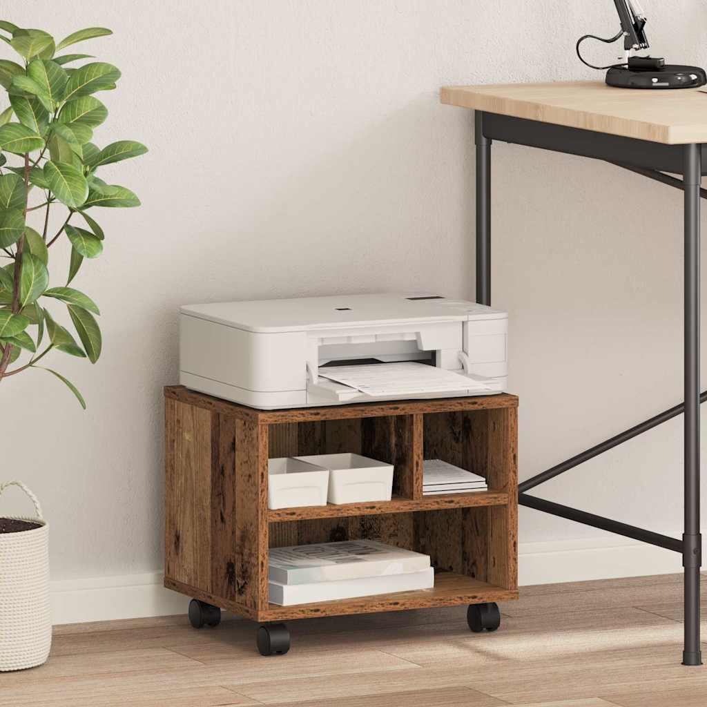 Printer Stand Rustic Wood Look 41 x 32 x 33.5 cm Engineered Wood