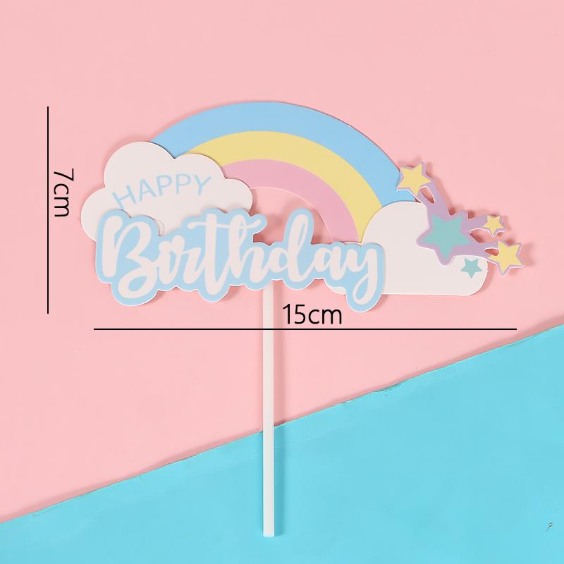 Rainbow Birthday Cake Toppers - Colorful Party Decorations & Dessert Table Accessories