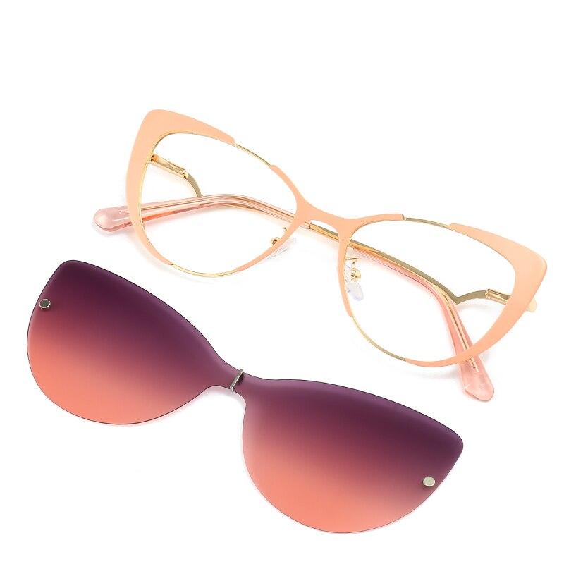 

Солнцезащитные очки Cat Eye Flip on, женские, с защитой от синего света, поляризованные, с магнитным зажимом, модные женские компьютерные очки 7006