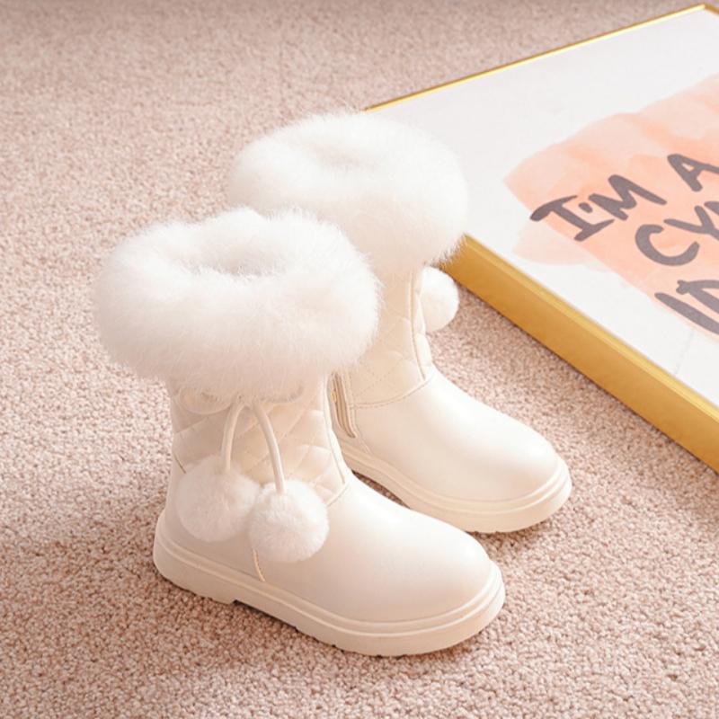 Girls' snow boots, winter children's boots, middle-aged children's plus velvet princess boots, girls' cotton shoes, midsole boots