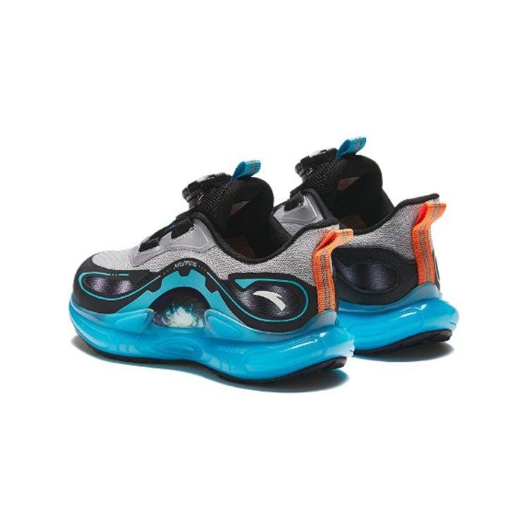 Anta Kids Round Head Knob Shock Absorbing Wear Resistant Low Top Running Shoes Kids Running Shoes Silver Black Blue 312419901-4