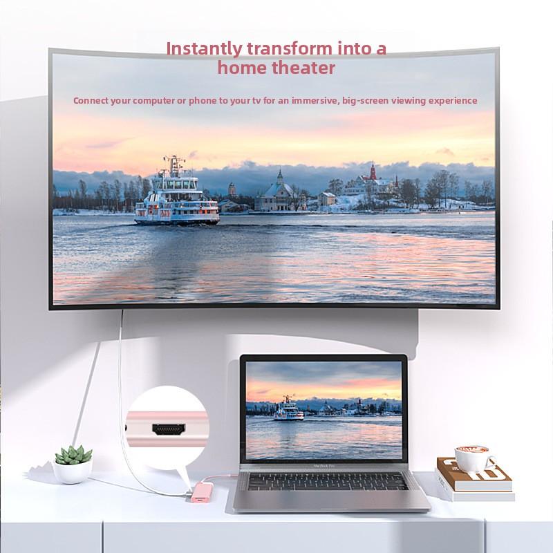 7-in-1 Type-C USB Hub with 4K Support SD Card Reader Laptop Expansion Dock-Data Transfer & Multi-Function