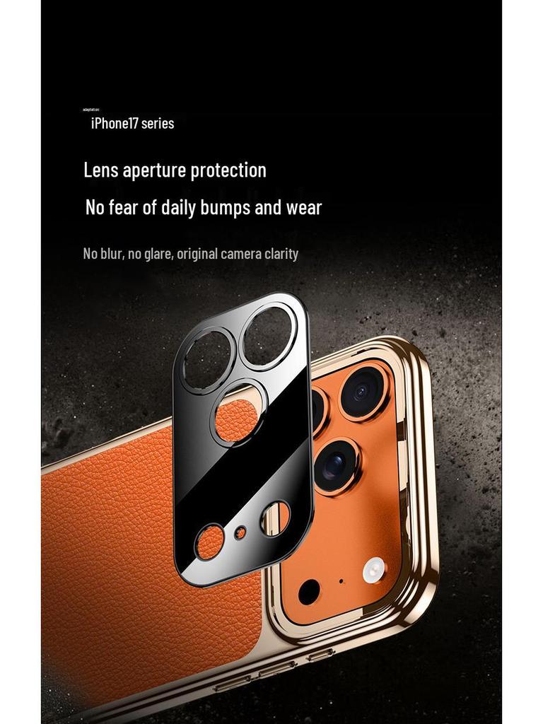 Luxury Electroplated Cowhide Protective Case for iPhone 17 Pro Max - Unisex, Soft Shell