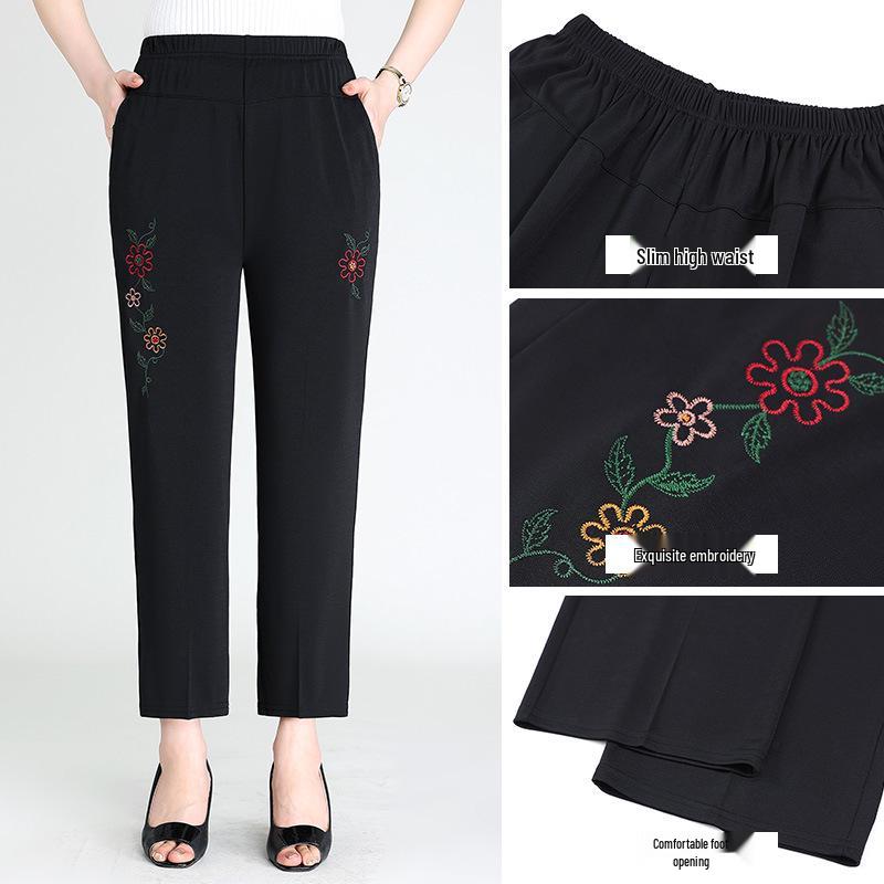 

Plus Size Summer Straight-Leg Pants for Middle-Aged and Elderly Women 4XL for 135-150 jin