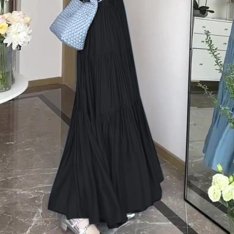 High Waisted Slimming Blue Half Skirt Loose Summer Casual Long Skirt