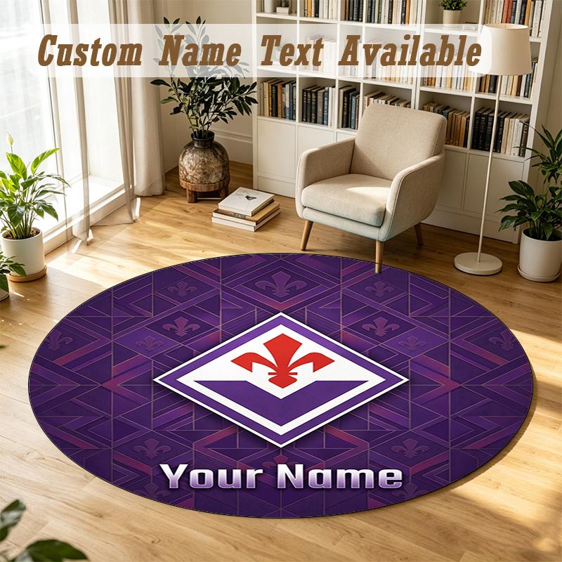 Round Rug Custom NameFiorentina FC Pattern Non Slip Carpet Home Floor Decor