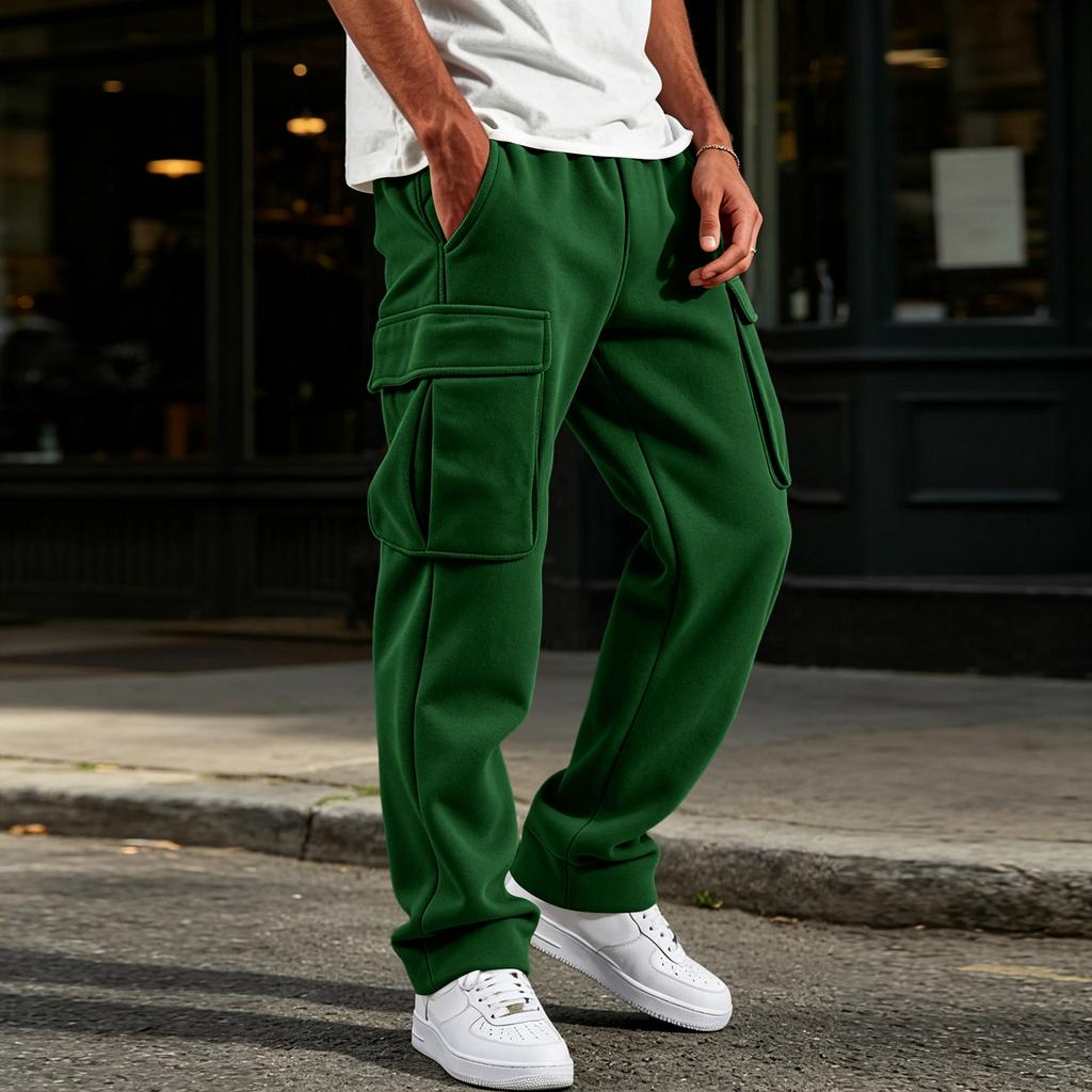 Herren-Jogginghose mit 4 Taschen, elastischer Bund mit Kordelzug, gerade Beine, Trainingshose