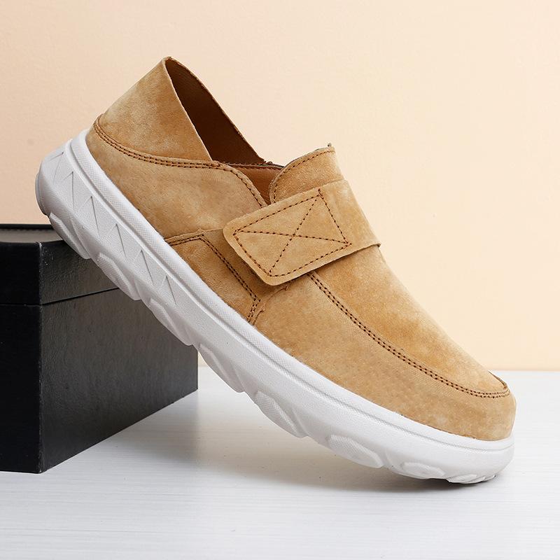 

24 autumn new Internet celebrities with the same first layer of leather lazy one pedal comfortable soft sole men s casual Doudou shoes 47 жовтий