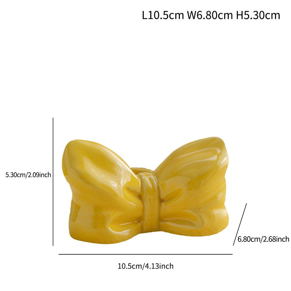 Creative Bow Ceramic Candlestick Candle Holder Cartoon Ribbon Bow Desktop Storage Container Home Decoration Accessories