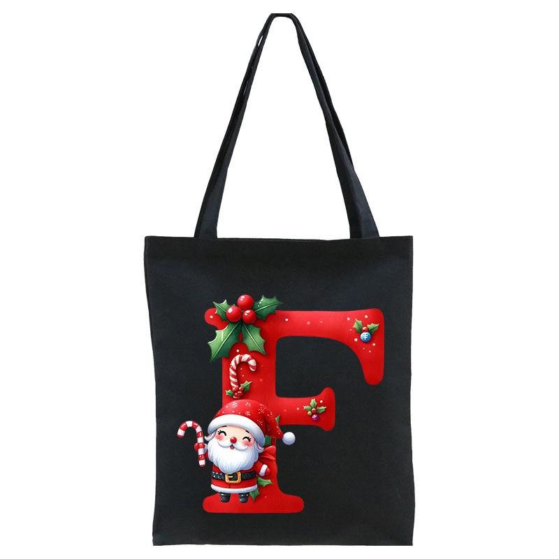 English letters A-Z Christmas number print student casual canvas tote bag