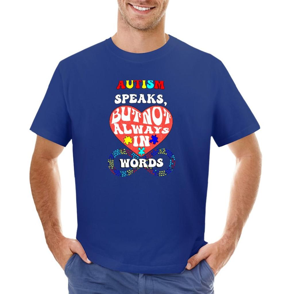 Autism talar, men inte alltid med ord T-shirt för autismmedvetenhet sommarkläder Unisexkläder