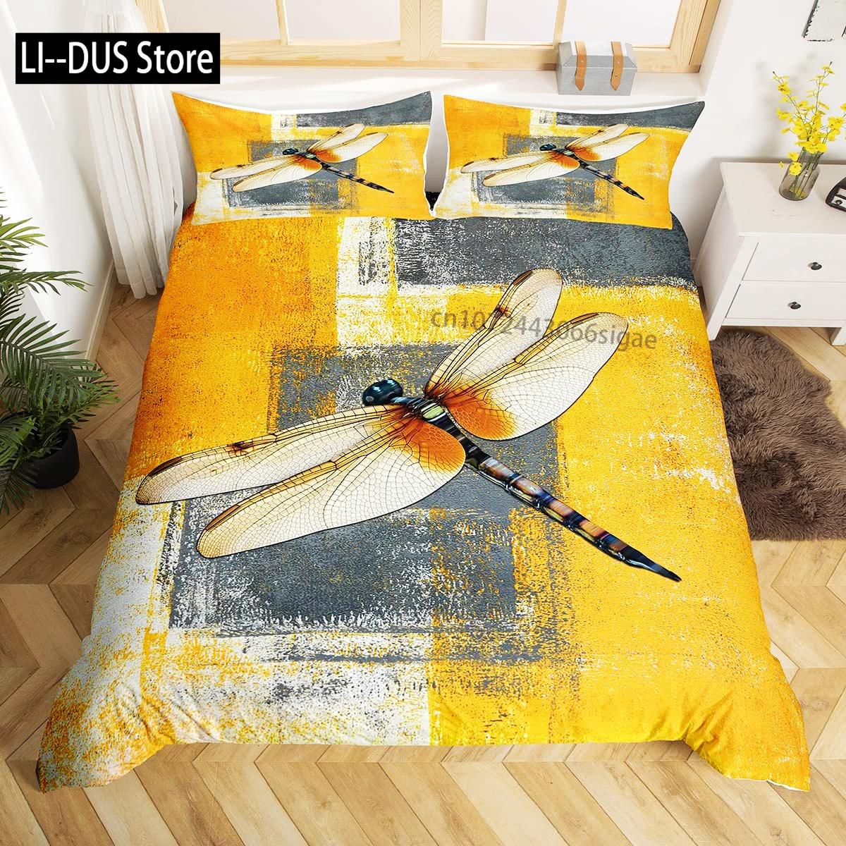 

Watercolor Pastel Floral Bedding Sets Full Size Duvet Cover for Girls Women Dragonfly Comforter Cover Quilt Cover Room Decor EU single(135x200cm)