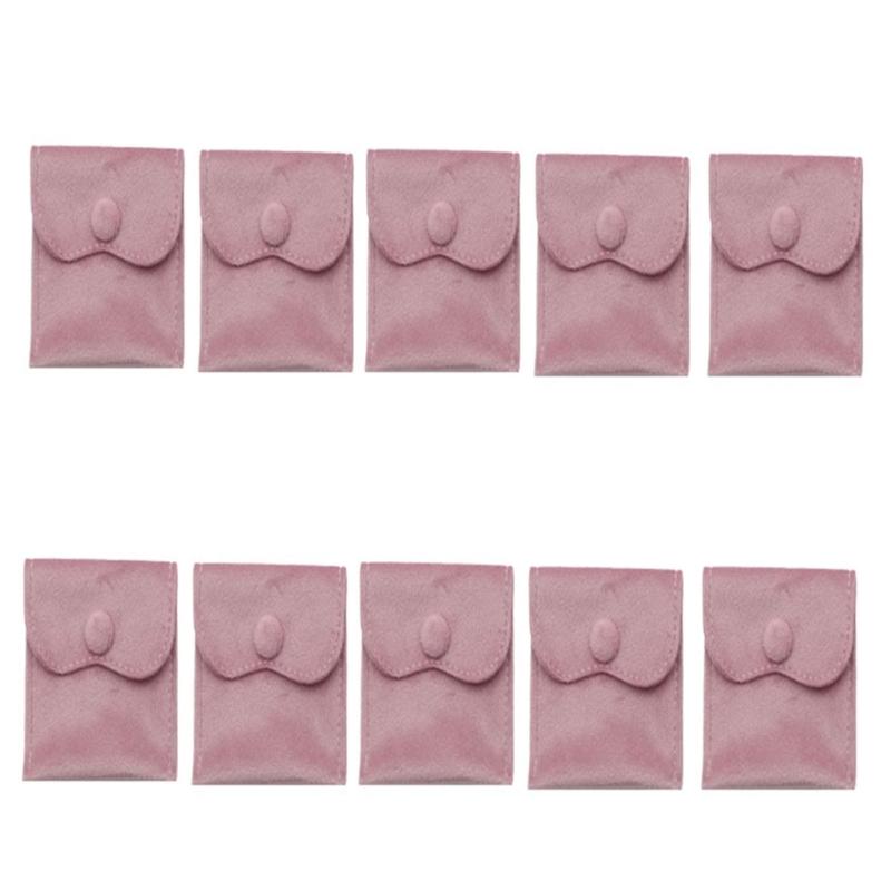 Soft Velvety Jewelry Storage Pouches, 10 Separate Snap-Button Bags for Sorting, Travel Carrying, and Gift Presentation
