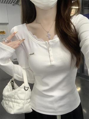 Women's Autumn Slim Fit Lace Long Sleeve Rayon Top