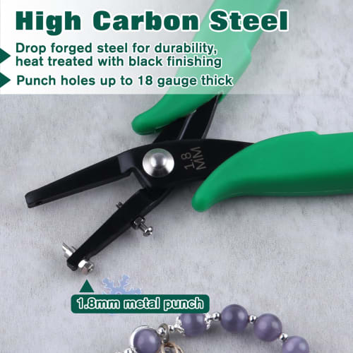 INJOYTEC Small 1.8mm Hole Punch, Single Hole with Spare Pin, Jewelry Tool, Handmade, Hole Punching Tool, Professional, Hobby, Accessories, Crafts, Rou