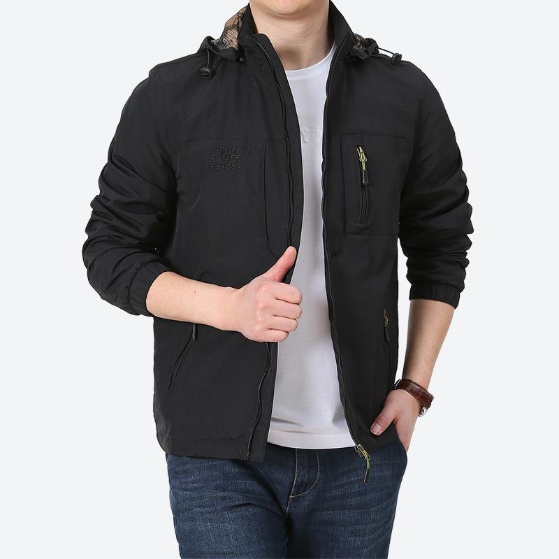 Spring and Autumn Men's Youth Outdoor Casual Jacket Hooded Multi-Pocket Loose Large Size Jacket Japanese and Korean American Jacket
